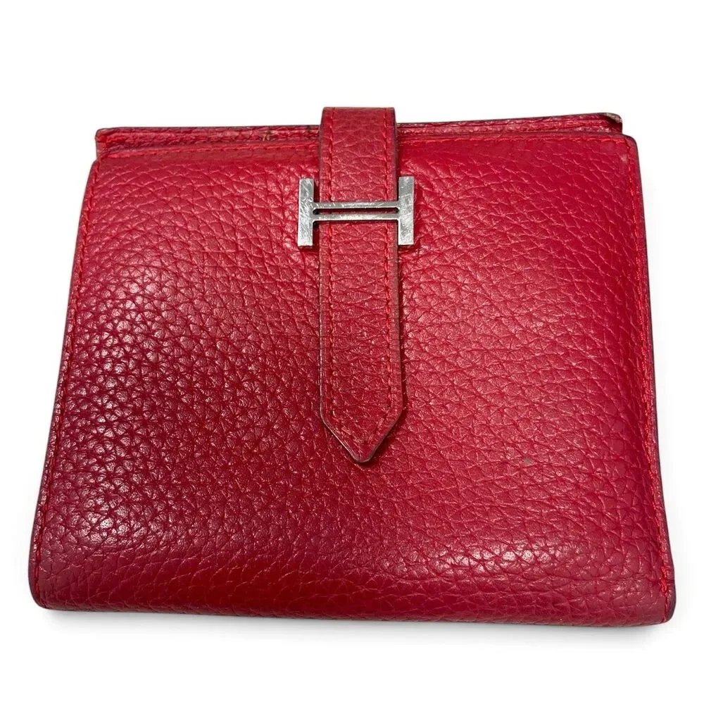 Authentic Pre-owned Hermes Bearn Compact Wallet- Iconic silver-tone “H”